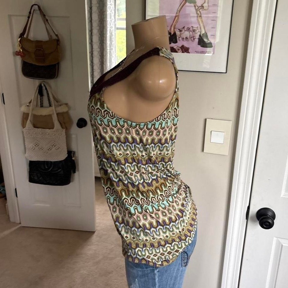 y2k 2000s boho crochet trim patterned tank top - Picture 3 of 7